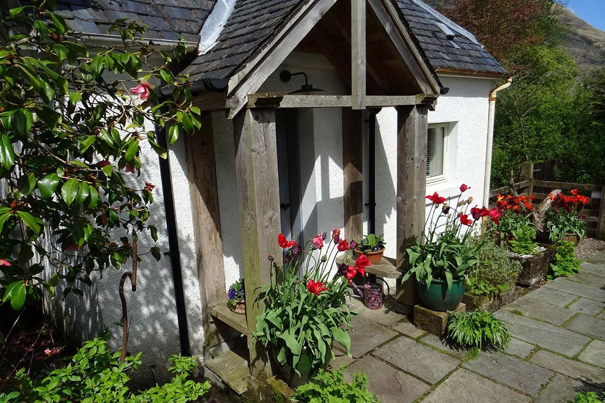 Ard-Daraich, self-catering, Ardgour - garden-studio, front-door